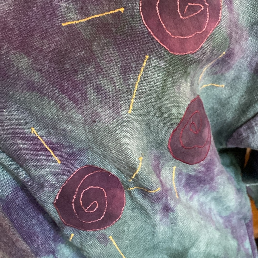 ARTISAN ANNA CARLSON amazing linen appliqué embroidered jacket!! Size M oversize - Picture 9 of 15